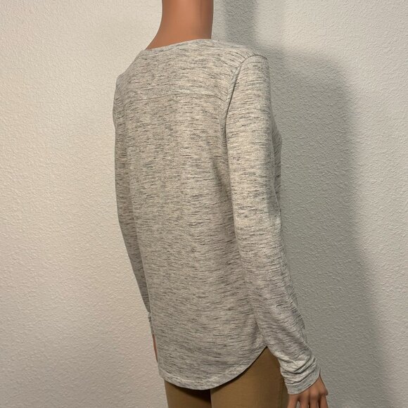 Loft Grey Heather Gold Metallic Long Sleeve Lightweight Top Women’s Medium - Picture 4 of 9